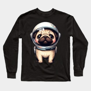 Pug astronaut cute little Long Sleeve T-Shirt